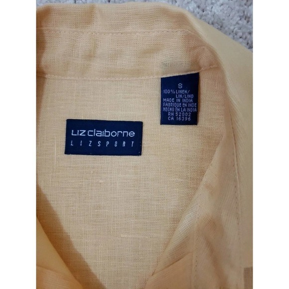 Liz Claiborne ~Woman Size S~ Yellow 100% Linen Shirt Blouse Boho/Beach Tunic. - Picture 8 of 16
